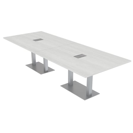 Skutchi Designs 45 in W, 120 in L, 29 in H, Engineered Wood Top, White HAR-REC-48X119-DOU-ELEC-WHITECYPRESS